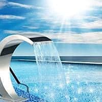 Fontana a cascata in acciaio inox per piscine interrate da giardino, cascate e piscine all'aperto