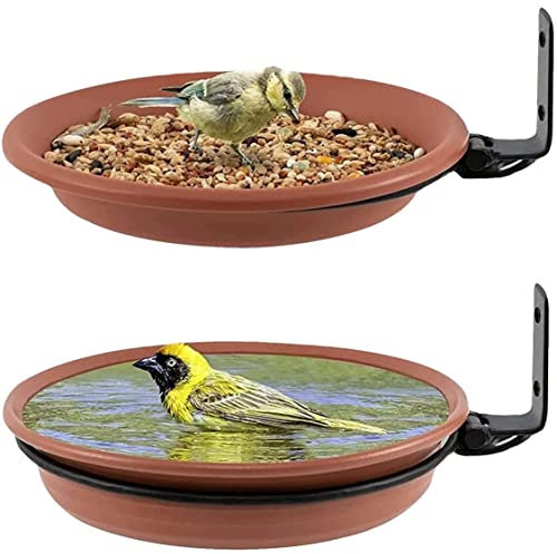 2 Packungen Vogeltränke Zum Aufhängen Vogeltränke Aus Kunststoff Wandmontage Großer Vogelfutterspender Für Den Außenbereich Mit Wandhalterung Zum Anlocken Von Wildvögeln Gartendekoration