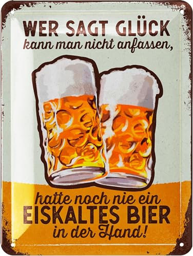 LANOLU Retro Blechschild Bier - lustige Schilder mit Sprüchen Bar Dekoration für Partykeller, Kneipen Bardeko für Stammtisch, Geschenkidee für Papa zum Vatertag, vintage Metallschild 15x20cm