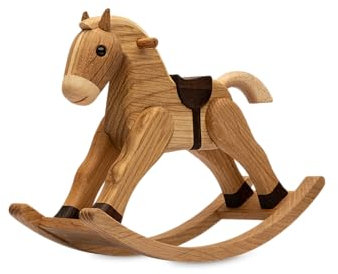 Spring Copenhagen The Rocking Horse - Charmantes kleines Schaukelpferd | Holzfigur | 7 x 19 x 14 cm | Kinderzimmer-Dekoration | Holz (FSC-Eiche) | Designer Kollektion | Design von Chresten Sommer