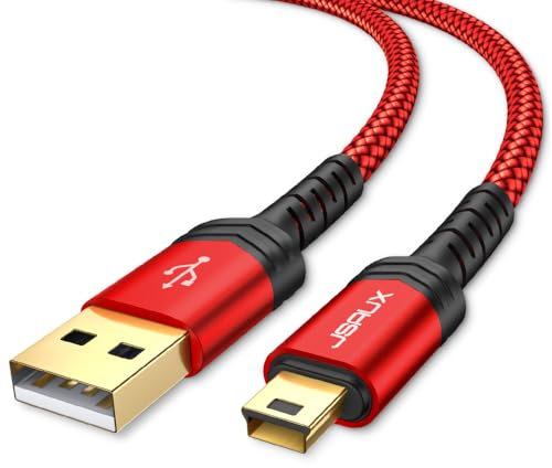 JSAUX Mini USB Cable [2-Pack 1M+1M] USB 2.0 Type A to Mini B Charging Cable Compatible with PS3 Controller Garmin GPS Blue Yeti Hero 3/4 Dash Cam Nikon Canon Sat Nav Camera, Red