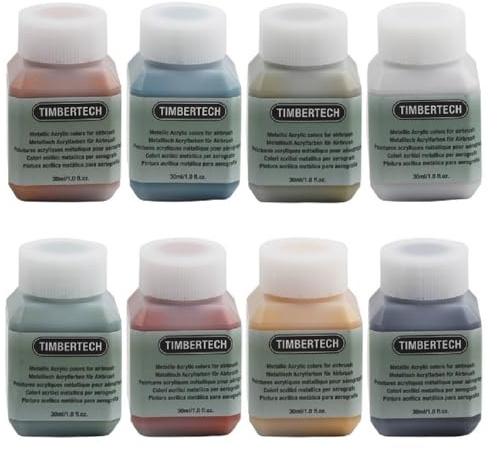 Timbertech 30 ml Airbrush-Farbe-Set 8 Metallic