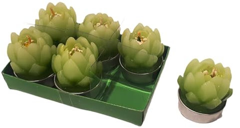Set 6 Kerzen T-light Lotusblüte d 4 cm