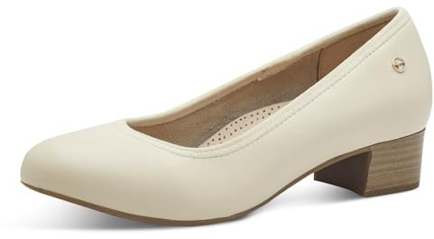 Tamaris Comfort Damen Pumps aus Leder Kleiner Absatz, Beige (Ivory), 38 EU