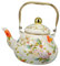 FUNOMOCYA Bollitore Vintage Smalto Da per Piano Cottura Teiera Decorativa con Manico e Design Floreale per Tè e Calda Teiera Cinese Retro