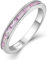 starchenie Bague Argent 925 Femme Eternité Empilable Zirconium Cubique Pierre de Tourmaline Rose Naissance Bague de fiançailles Anniversair Taille 58