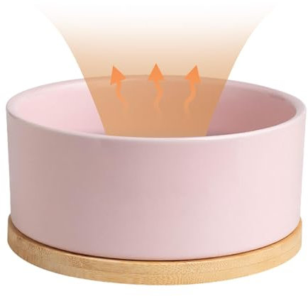 Beheizter Wasser-Futterspender – Beheizter Wasserspender, tragbarer Thermostat-USB-Wasserspender | Heizung für Hunde mit großer Kapazität, Heiznapf für Katzen und Vögel (Rosa, Blau, Weiß) (5,7 x 12,1