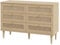FORTE CALASETTA Kommode 120, Kommode im Boho-Stil mit Wiener Geflecht, Sideboard mit 6 Schubladen, Holzdekor: Elegancia Eiche/Technorattan, 120 cm breit x 80 cm hoch x 41 cm tief