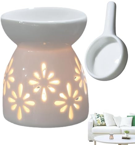 Brule Parfum, Brûleurs À Huile Essentielle, Bougeoir Diffuseur en Céramique avec Porte-Bougie Et Cuillère, Nuit pour Méditation, pour Anniversaire, Saint Valentin, Décoration D'intérieur