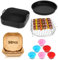 6-in-1 Airfryer Zubehör Set für Philips/Cosori/Tefal/Ninja | Backpapier, Silikonform, | Kompatibel mit XL 6L Heißluftfritteuse, Air Fryer Accessories Backpapier für Heißluftfritteuse Grillrost