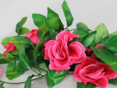 Yudu Künstliche Efeu Efeugirlande Rose Kunstpflanzen ca.243cm pink