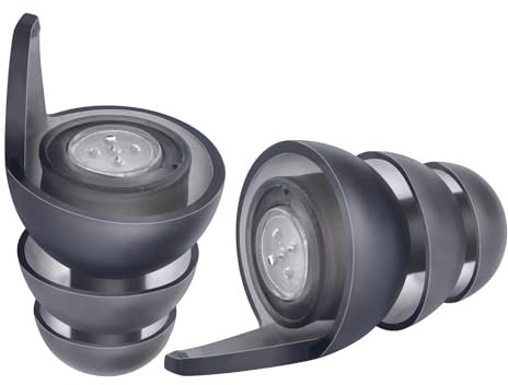 Huotan Konzert-Ohrstöpsel, wiederverwendbar, High-Fidelity-Musiker-Ohrstöpsel für Konzerte, laute Musik, Geräuschreduzierung, Gehörschutz für Rave, Festival, Musik, Tinnitus-Entlastung (Schwarz,