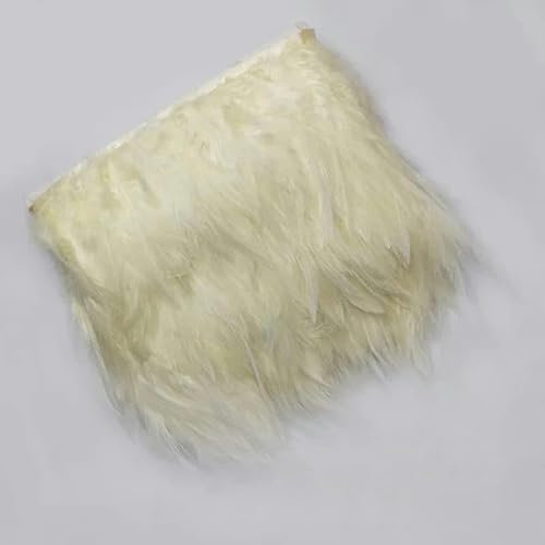 Venta al por mayor, 10 metros, 10-15 cm, 4-6 pulgadas, tiras de plumas de cola de gallo para ropa de fiesta de boda, adorno de plumas de gallo, beige, 5 m