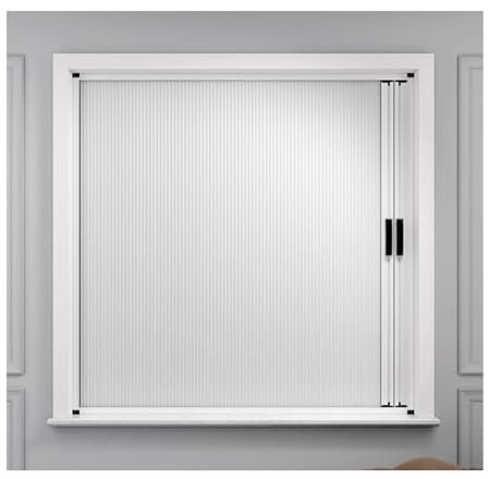 Paneles de ventana con aislamiento térmico estilo acordeón con marco de aluminio, ideal para decoración de dormitorio y sala de estar, armario retráctil, puerta corrediza de granero (90 x 100 cm)