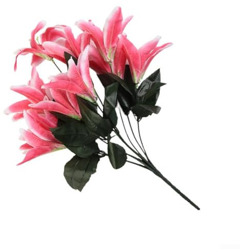 45cm for STARGAZER Lillies Spray Bunch Artificial Lily Flower Decoration, Silk (Dark for PINK)