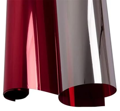 YETGFBH Spiegelfolie,Fensterfolie Reflektierende Solar-Rot-Silber-Tönungsfolie, Einwegspiegel, Fensterglas, Wärmeregulierungsaufkleber USO apto para Zuhause(40x200 cm)