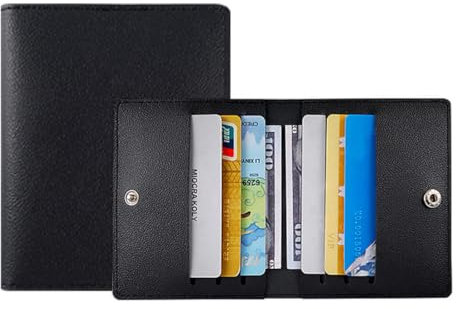 CULEO Porte-cartes de crédit homme Porte-cartes de crédit pour homme, 1 porte-carte, peut contenir 8 cartes, porte-cartes portefeuille ultra-fin, porte-cartes noir unisexe, pratique, élégant et sûr
