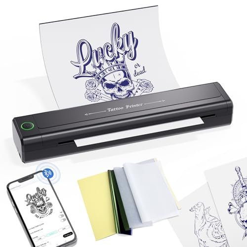 BIOMASER Bluetooth Tattoo Printer Tattoo Printer H1 Máquina Impresora Profesional de Plantillas de Tatuajes, Compatible con iPad, Teléfono y PC para Tatuadores Principiantes