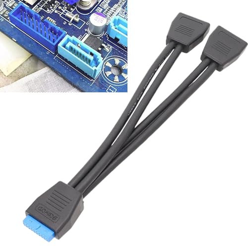19 Pin Y Splitter Extension Cavo, High Speed USB 3.0 Data Adapter, Stabile 5Gbps Trasferimento Audio Connector Cable for Desktop Computers, Laptops, Printers, Scanner, Cameras