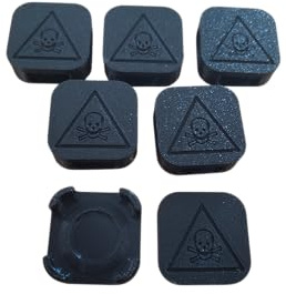 Insecticide Gel Poison Holder - Set of 6 Reusable Traps in 3D Printing with Secure Closure, Hazard Engraving and Easy Wash - for Ants, Cockroaches and Cockroaches (Black)