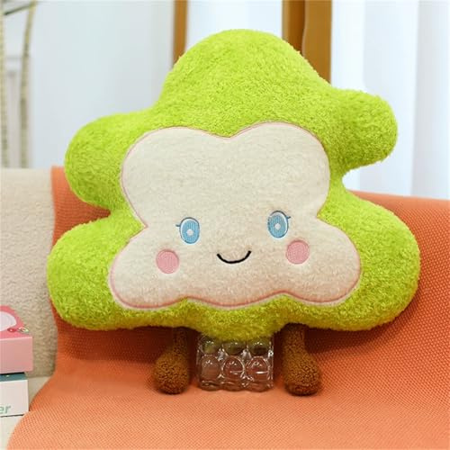 Ueiwffzo Kuschelkissen Kinder Wolkenkissen, Kreative Flauschige Aesthetic Dekokissen, Plüsch Kissen Zierkissen Sofakissen für Schlafzimmer Deko (Grün)