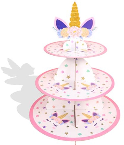 Soporte para Cupcakes con Diseño de Unicornio, Base de Cartón Reutilizable para Fiestas de Baby Shower, Cumpleaños y Bodas, Centro de Mesa para Postres y Dulces