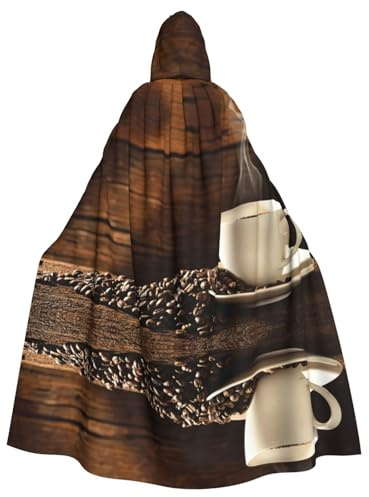 Pidgazdfgv Coffee Cup And Coffee Beans Hooded Cloak Unisex Adult Cape Cosplay Costumes 58 Halloween Christmas Party Fancy Dress