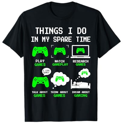 Things I Do in My Spare Time Gaming Funny Gamer Boys Kid Men T-Shirt