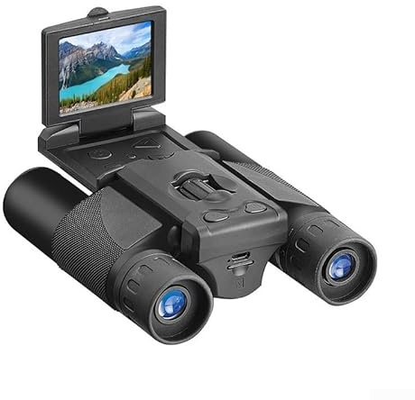 Prismáticos 12x32 con cámara y pantalla LCD de 2 pulgadas, adecuados para capturar fotos y videos durante la observación de aves, conciertos y viajes de caza (negro)