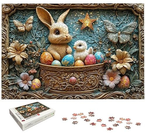 1000 Piece Jigsaw Puzzles for Adults, Rabbit Jigsaw Puzzles for Adults 1000, Easter Jigsaws for Family Educational Games, Wooden Puzzle with Gift Box, Unique Gifts for Women, Home Wall Decor, -5472