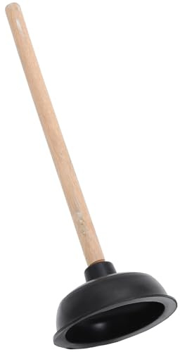 FOMIYES Abflussreiniger und Toilettenpumpe mit Holzgriff Starker Gummisauger für Verstopfte Wc und Duschabläufe Wiederverwendbarer Pümpel für Badezimmer und Küche Schwarz