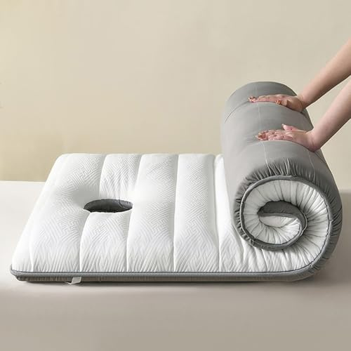 Massageliegenauflage mit Nasenschlitz - Dicke Kosmetikliege Auflage (Hohe Dichte Schaumstoff), Weiches Polster für Massagebank mit Spanngummis, Wimpernliege Matratze(Weiß,180x60x5cm)