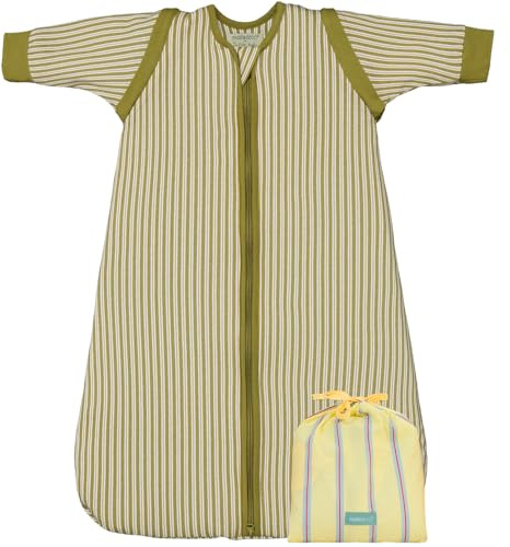 molis&co - Baby Schlafsack Neugeborene Abnehmbare Ärmel - Babyschlafsack 1 tog - Leicht gepolstert - 100% Baumwolle (Oeko-TEX 100), Premium Qualität (Olive Green Stripes, 0-6 Monate)