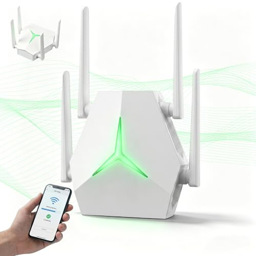 Ripetitore WiFi 1200 Mbps Doppia Banda, Range Extender WiFi 3 in 1 Repeater/AP/Router con Porte Ethernet e Indicatore LED