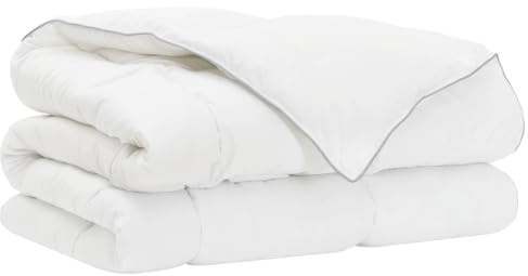 LoogCape Couette blanche, 140 x 200 cm, fibre de bambou, polyester, Oeko-Tex, respirante, légère, chaude, rafraîchissante, douce