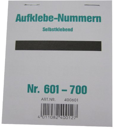 Wolf & Appenzeller 400601 - Gewinnaufklebe-Nummern 601-700, selbstklebend