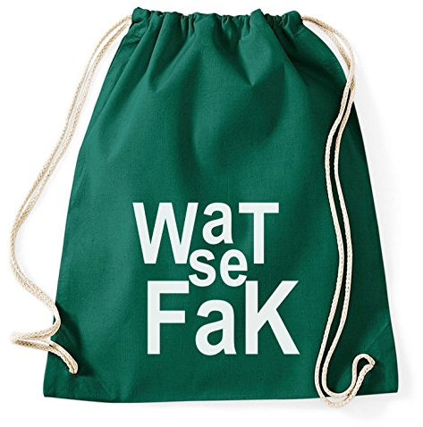Wat se fak Gym Bag Turnbeutel Rucksack Sport Hipster Style in 8 Farben, Farbe:Gruen