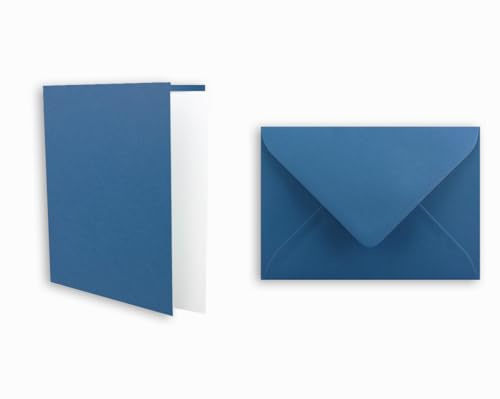 Einladungskarten inklusive Briefumschläge & Einlegeblätter - 25er-Set - Blanko Klapp-Karten in Royal-Blau - bedruckbare Karten in DIN B6 Format - speziell zum Selbstgestalten & Kreieren