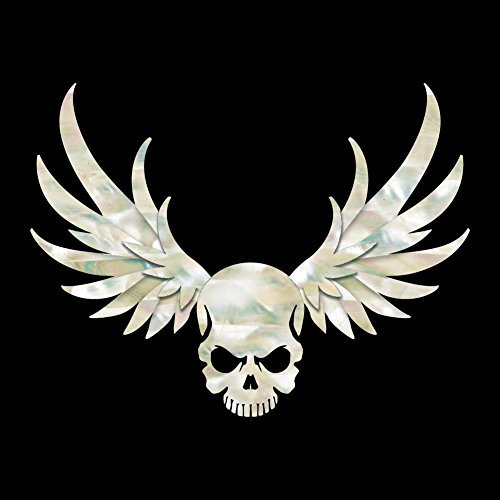 Inlay Sticker für Gitarren & Bass - Winged Skull - Weiß Perle