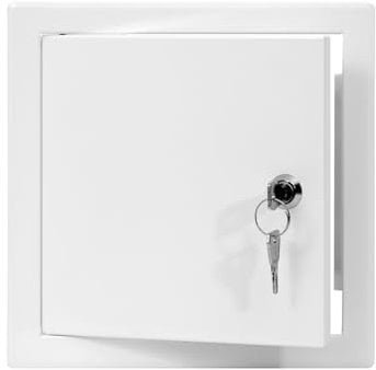 Revisionsklappe aus Metall mit Schloss 15x15 in Weiß - Wartungsklappe hochwertig verarbeitet/pulverbeschichtet - Revisionstür für Trockenbau - Wände und Decken - Einfache Installation