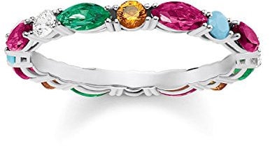 THOMAS SABO Damen-Ring Farbige Steine 925 Sterling Silber Größe 54 TR2185-477-7-54