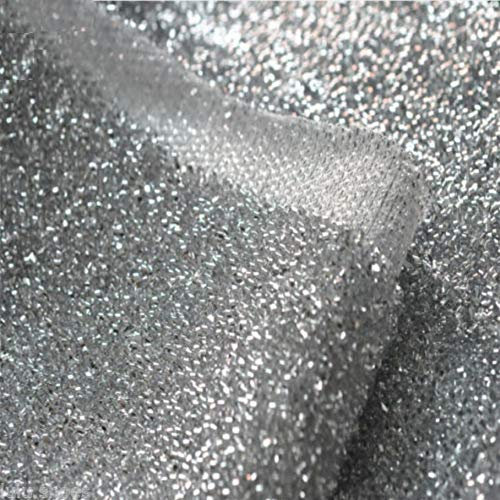 Sparkle Lametta Lurex-Stoff, Stretchmaterial, metallischer Rasta-Glitzer, 150 cm breit (Meterware) (Silber)