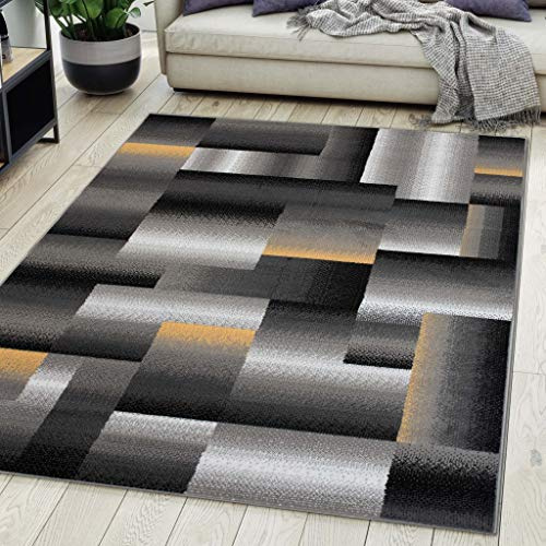 Carpeto Groß Teppich Wohnzimmer 250x300cm Anthrazit Grau Geometrisch Weich | Teppich für Schlafzimmer Büro Esszimmer Pflegeleicht Fußbodenheizungsgeeignet Reinigungsmittelbeständig Kurzflor Synthetisch