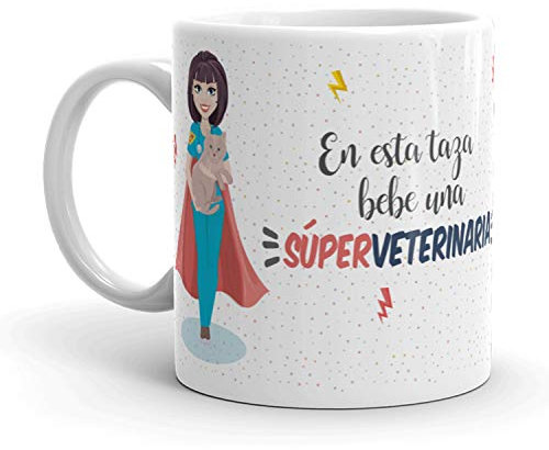 Kembilove Taza de Café Veterinaria – En esta taza bebe una Súper Veterinaria – Taza de Desayuno para la Oficina – Taza de Café para Profesionales de Superhéroes – Regalos Personalizados