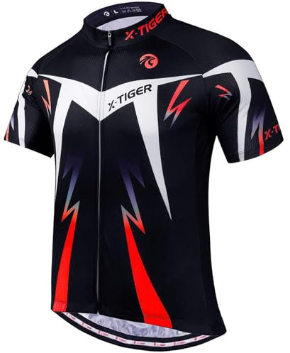 X-TIGER Herren-Radtrikots, kurzes T-Shirt, Fahhradtrikot MTB Rennrad Trikot Kurzarm Fahrradbekleidung für Männer