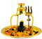 Online Black Shaligram Shiva Ling Lingam Statue Hindu Puja Brass Plate with Kalash Stand Decorative Pooja Thali Shivling Marble Stone Trishul Set Home Decore Religious Spiritual Temple