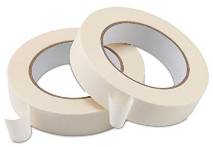 Lichamp Masking Tape 1 inch, 2 Pack General Purpose Beige Masking Tape White Masking Paper, 1 inch x 55 Yards x 2 Rolls (110 Total Yards)
