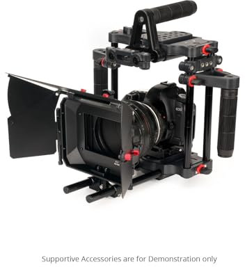 FILMCITY Power DSLR-Kamerakäfig mit MB-600 Mattebox-Kombi-Kit. 4x4 Filterhalter, Objektive bis 95 mm Durchmesser, unterstützt 15-mm-Stangen. Für DSLR/DSLM-Handkameras. (FC-CTH-01)