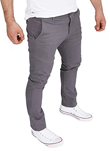 WOTEGA Glenn - Moderne Baumwoll Chino Cargo Hose Männer - Herrenhose Slim Fit mit Stretch, Grau (Iron Gate 193910), W32/L30
