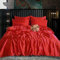 ROOEE Satin Silk Complete Bedding Set - 6 PCS - Fitted sheet, Duvet Cover, 4 Pillow Cases. Color - Red Size - King